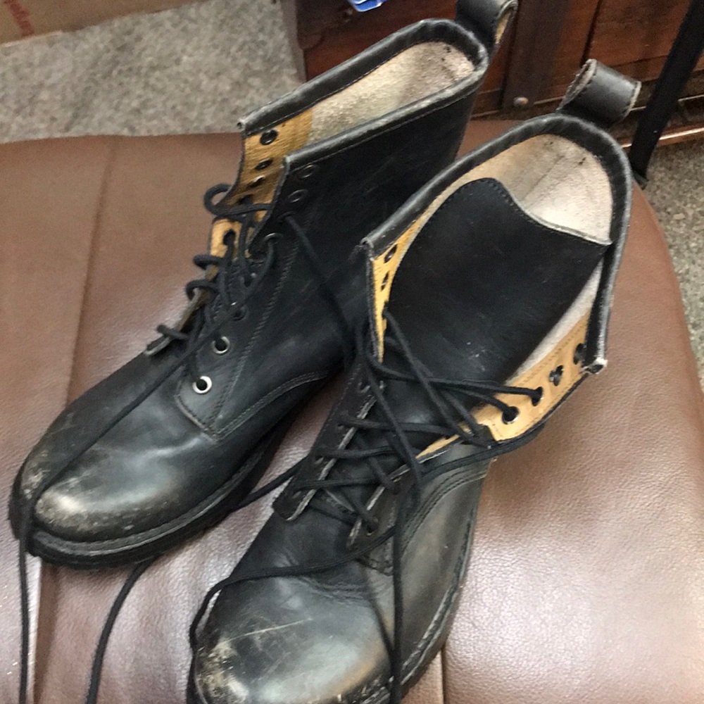 Ecote black leather combat boots. Size 8